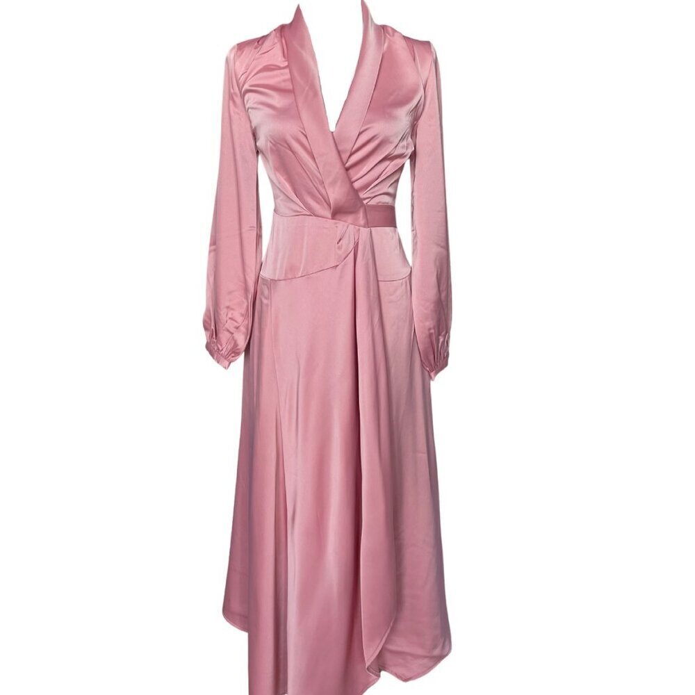 Satin Pink Wrap Dress Nasty Gal